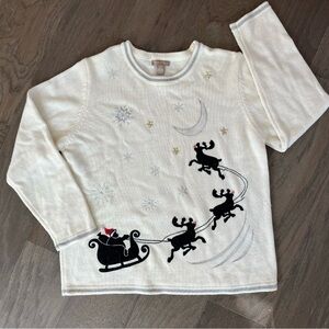 White Stag Ivory Sweater with Black Sleigh Design